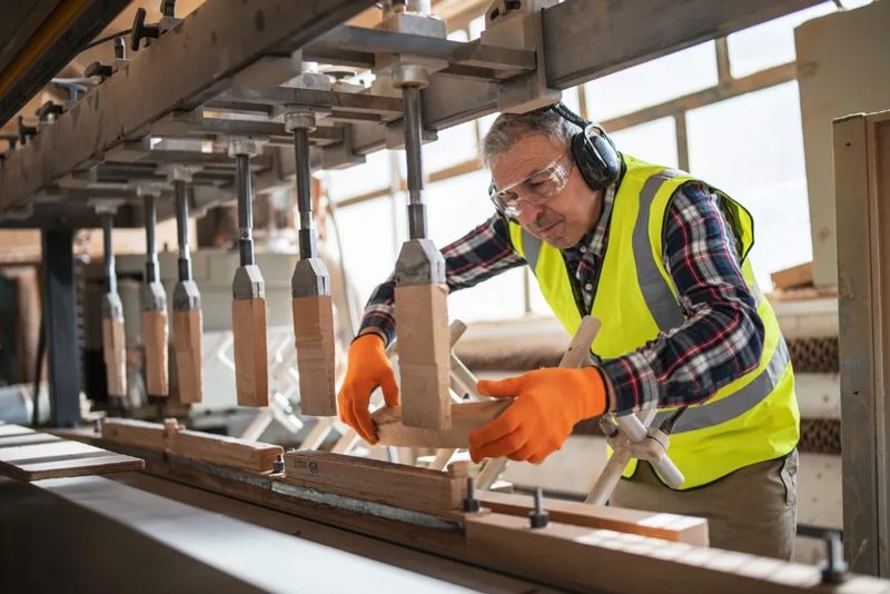 Mostrador de madera para un comercio en fabricación en el taller